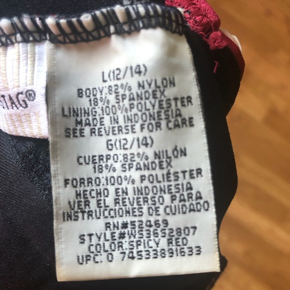 Red One Piece Swimsuit with Plunging Neckline - Picture 10 of 10